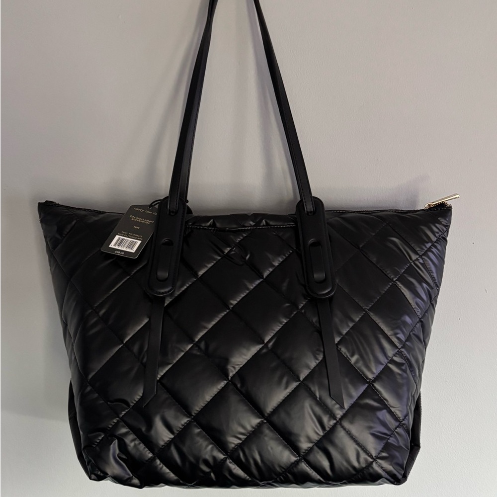 Tutilo Quilted Tote Bag/ Black/ Large - Picture 2 of 9